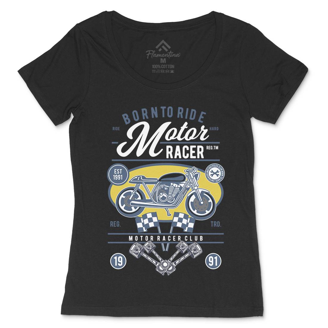 Motor Racer Womens Scoop Neck T-Shirt Motorcycles D555
