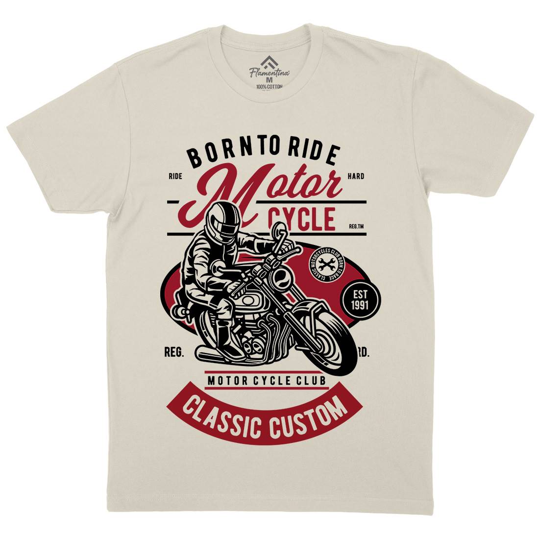 Rider Mens Organic Crew Neck T-Shirt Motorcycles D556