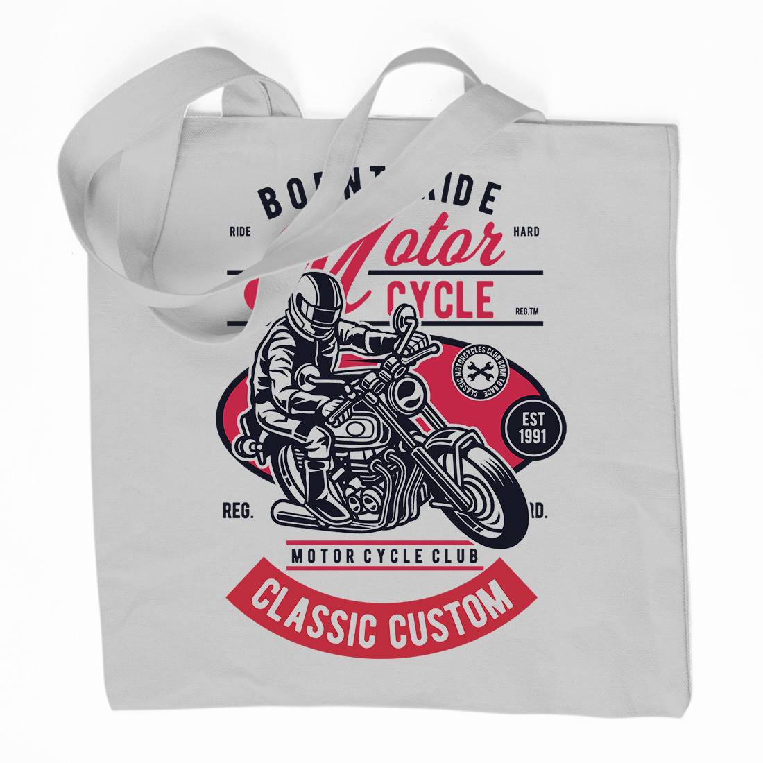 Rider Organic Premium Cotton Tote Bag Motorcycles D556