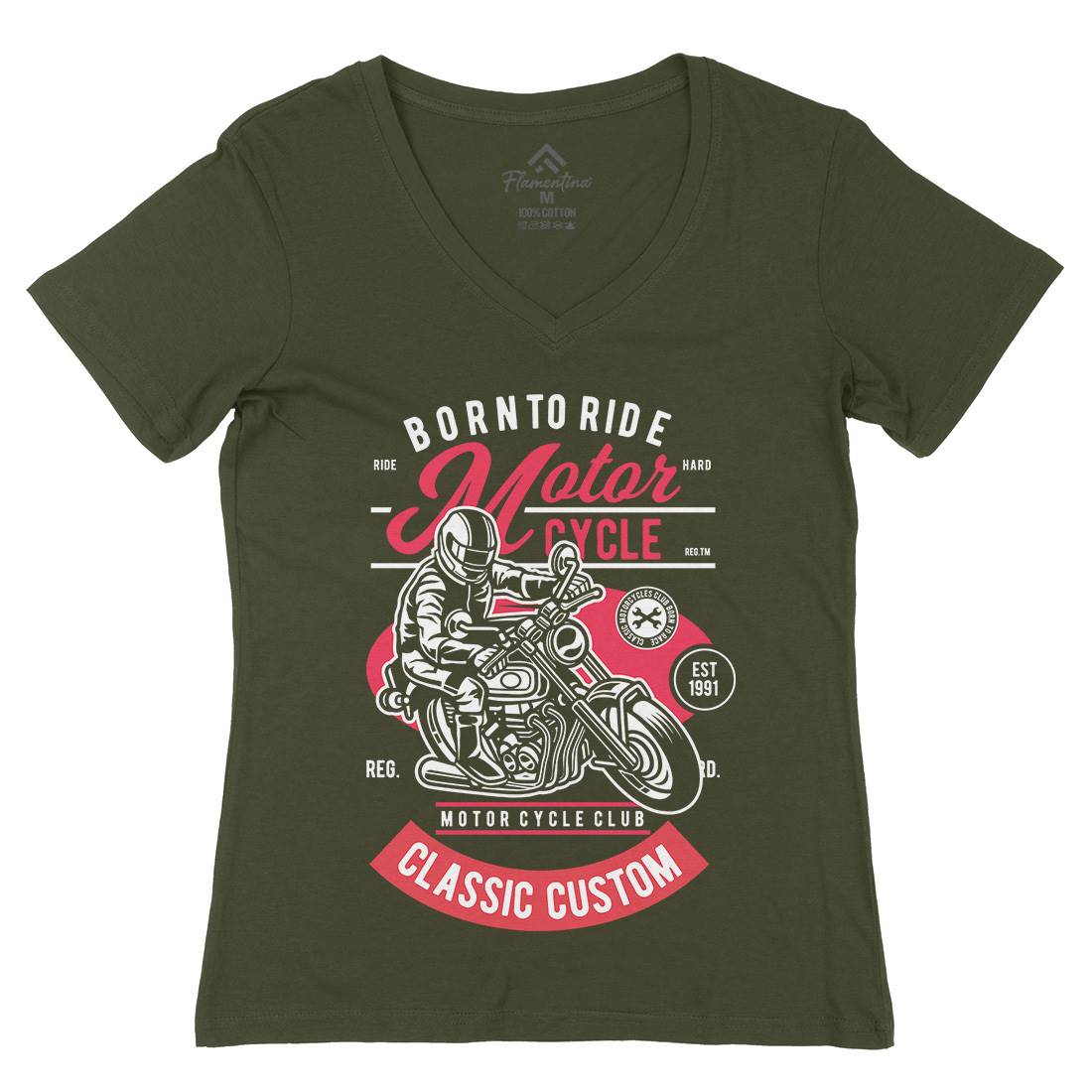 Rider Womens Organic V-Neck T-Shirt Motorcycles D556