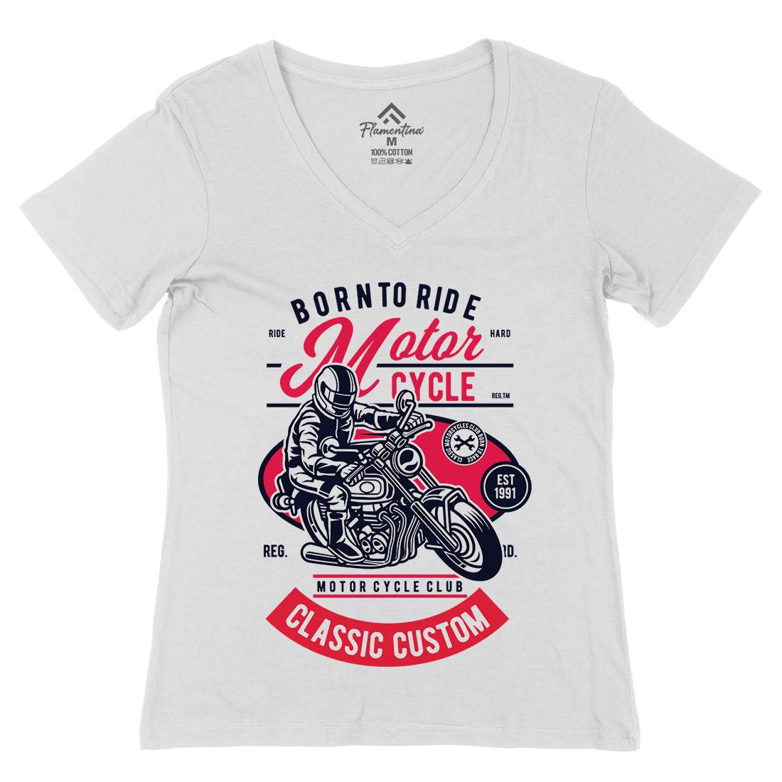 Rider Womens Organic V-Neck T-Shirt Motorcycles D556