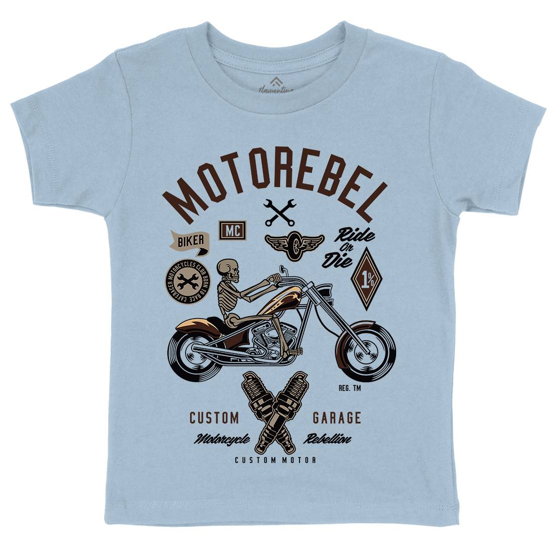 Motorebel Skull Kids Crew Neck T-Shirt Motorcycles D557