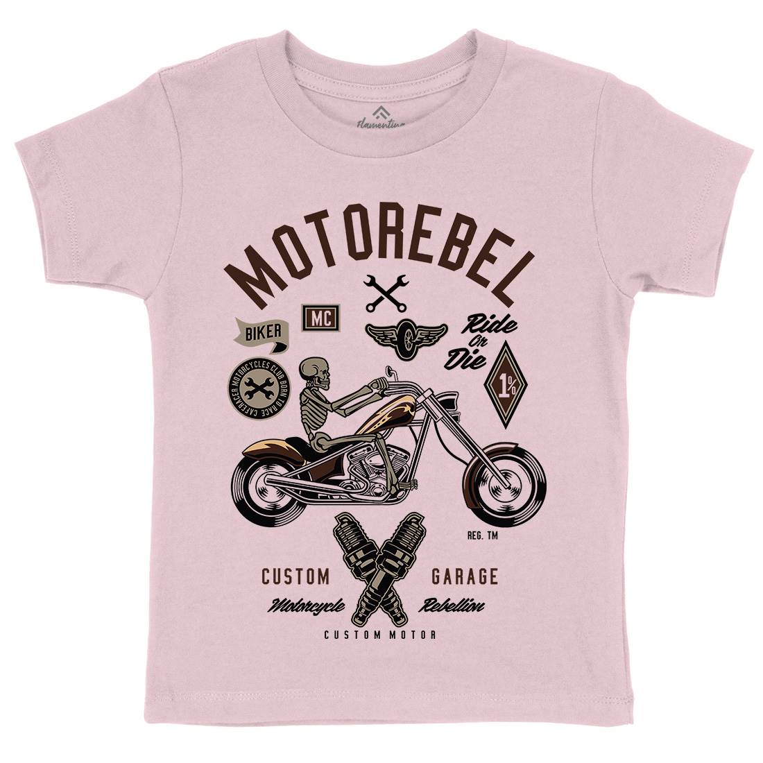 Motorebel Skull Kids Organic Crew Neck T-Shirt Motorcycles D557