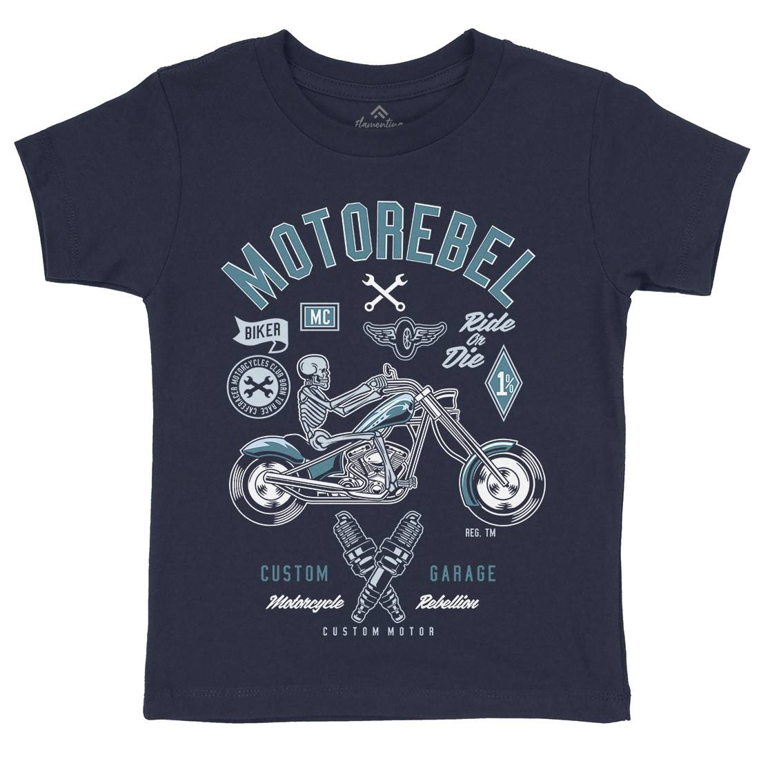 Motorebel Skull Kids Organic Crew Neck T-Shirt Motorcycles D557