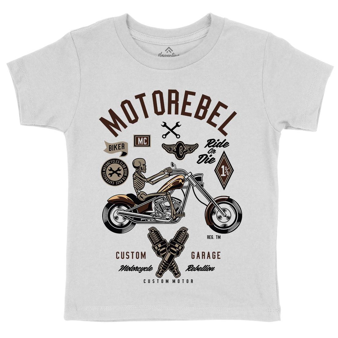Motorebel Skull Kids Crew Neck T-Shirt Motorcycles D557