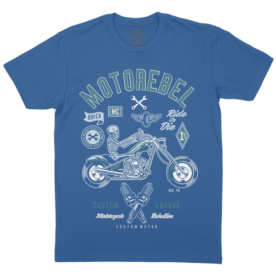 Motorebel Skull Mens Crew Neck T-Shirt Motorcycles D557