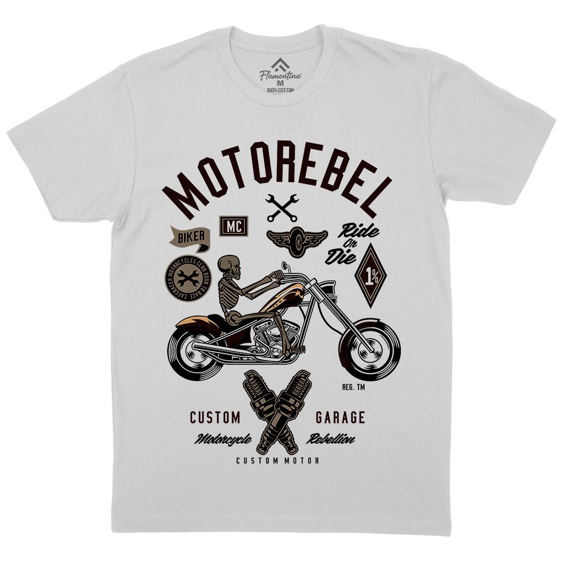Motorebel Skull Mens Crew Neck T-Shirt Motorcycles D557
