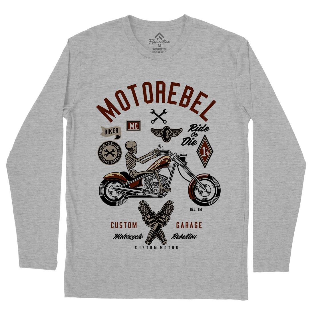 Motorebel Skull Mens Long Sleeve T-Shirt Motorcycles D557