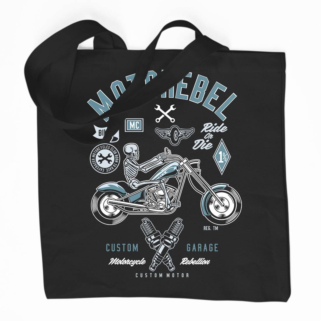 Motorebel Skull Organic Premium Cotton Tote Bag Motorcycles D557