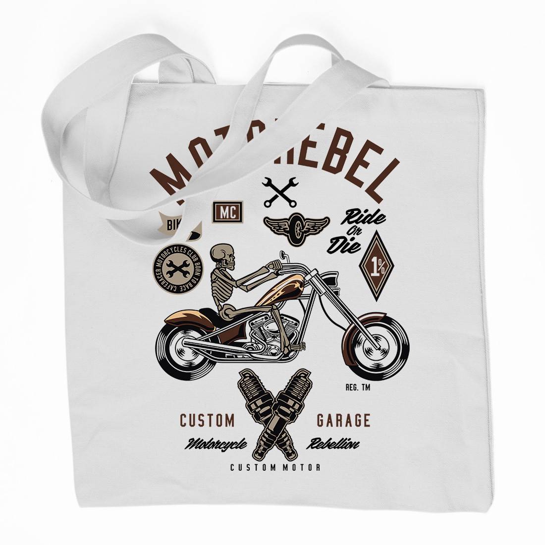 Motorebel Skull Organic Premium Cotton Tote Bag Motorcycles D557