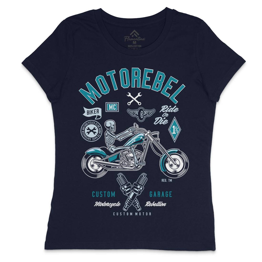 Motorebel Skull Womens Crew Neck T-Shirt Motorcycles D557