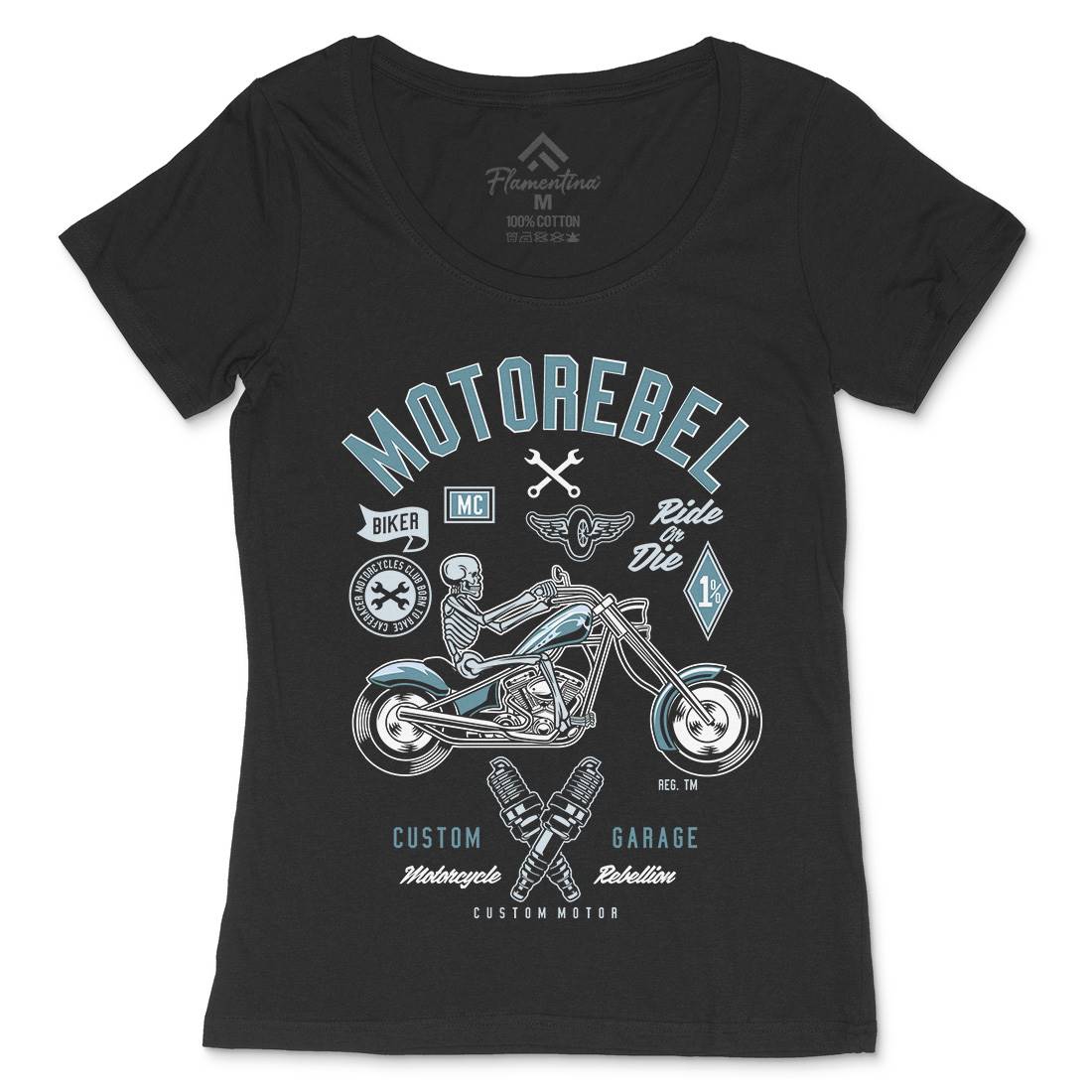 Motorebel Skull Womens Scoop Neck T-Shirt Motorcycles D557