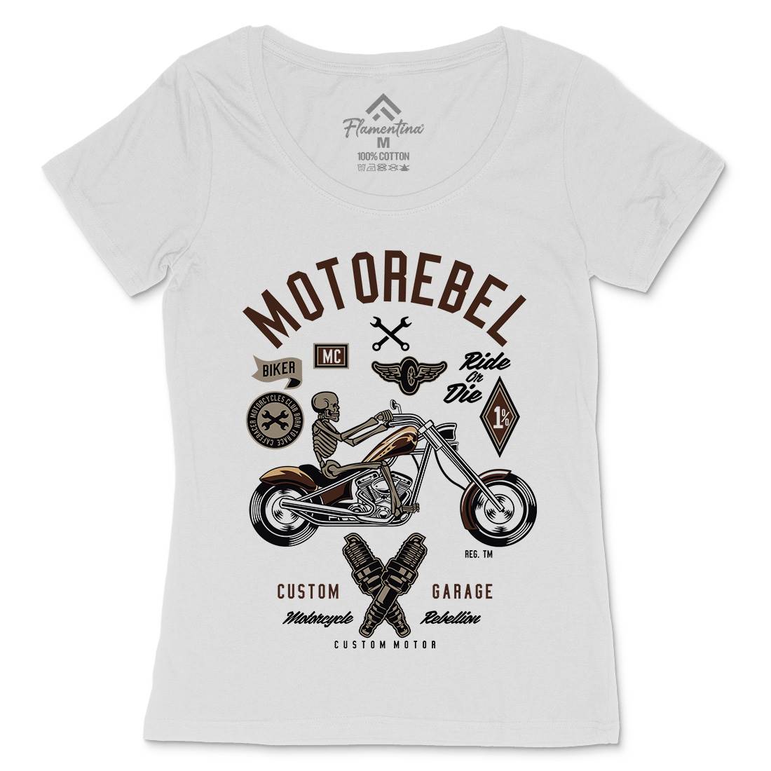 Motorebel Skull Womens Scoop Neck T-Shirt Motorcycles D557