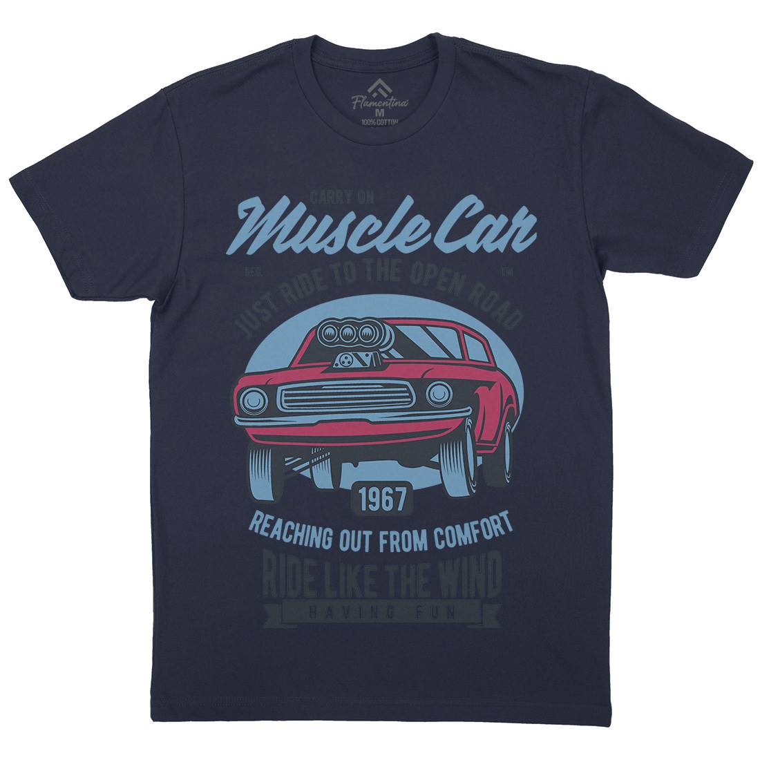 Muscle Mens Organic Crew Neck T-Shirt Cars D558