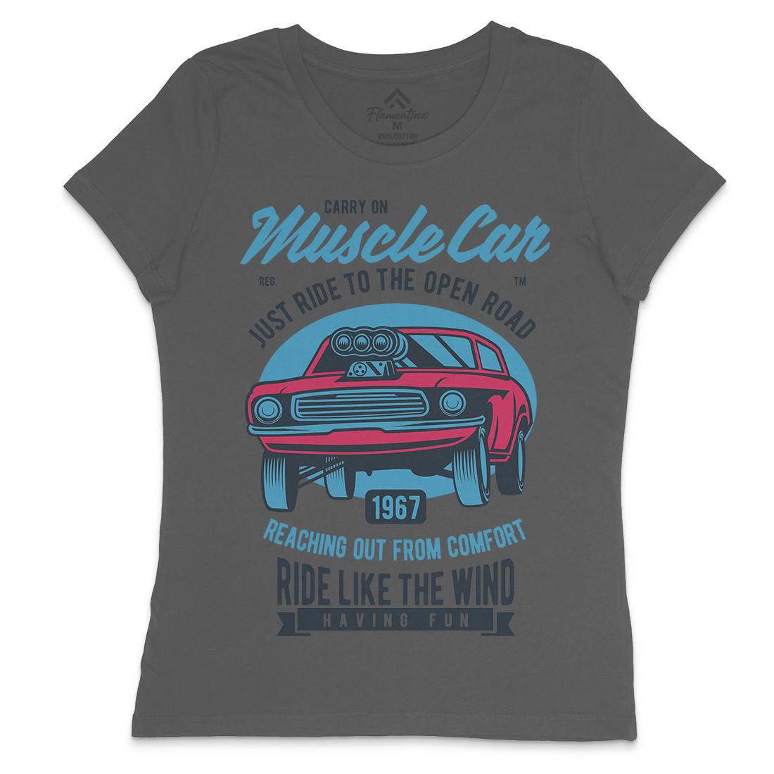Muscle Womens Crew Neck T-Shirt Cars D558