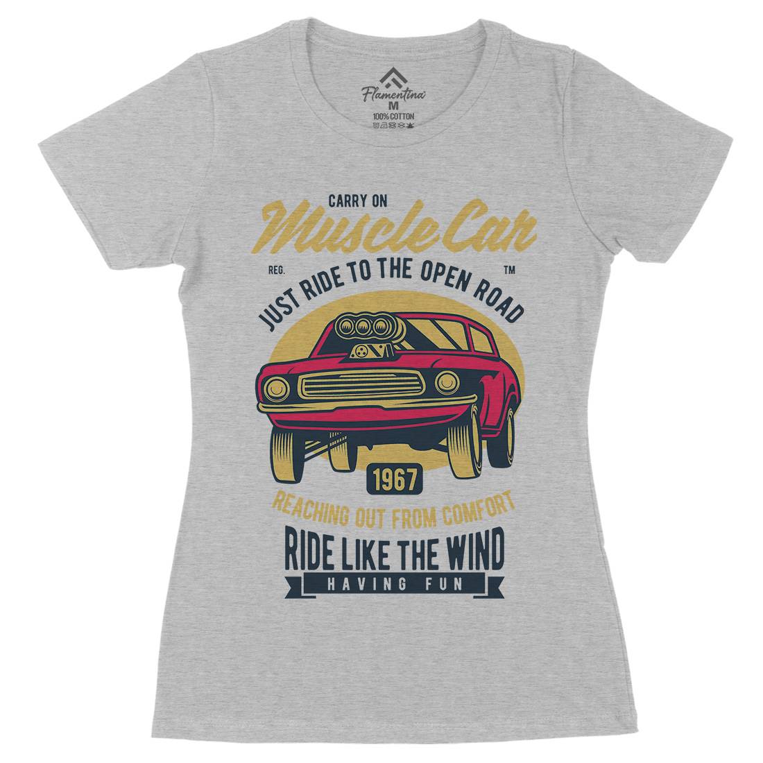 Muscle Womens Organic Crew Neck T-Shirt Cars D558