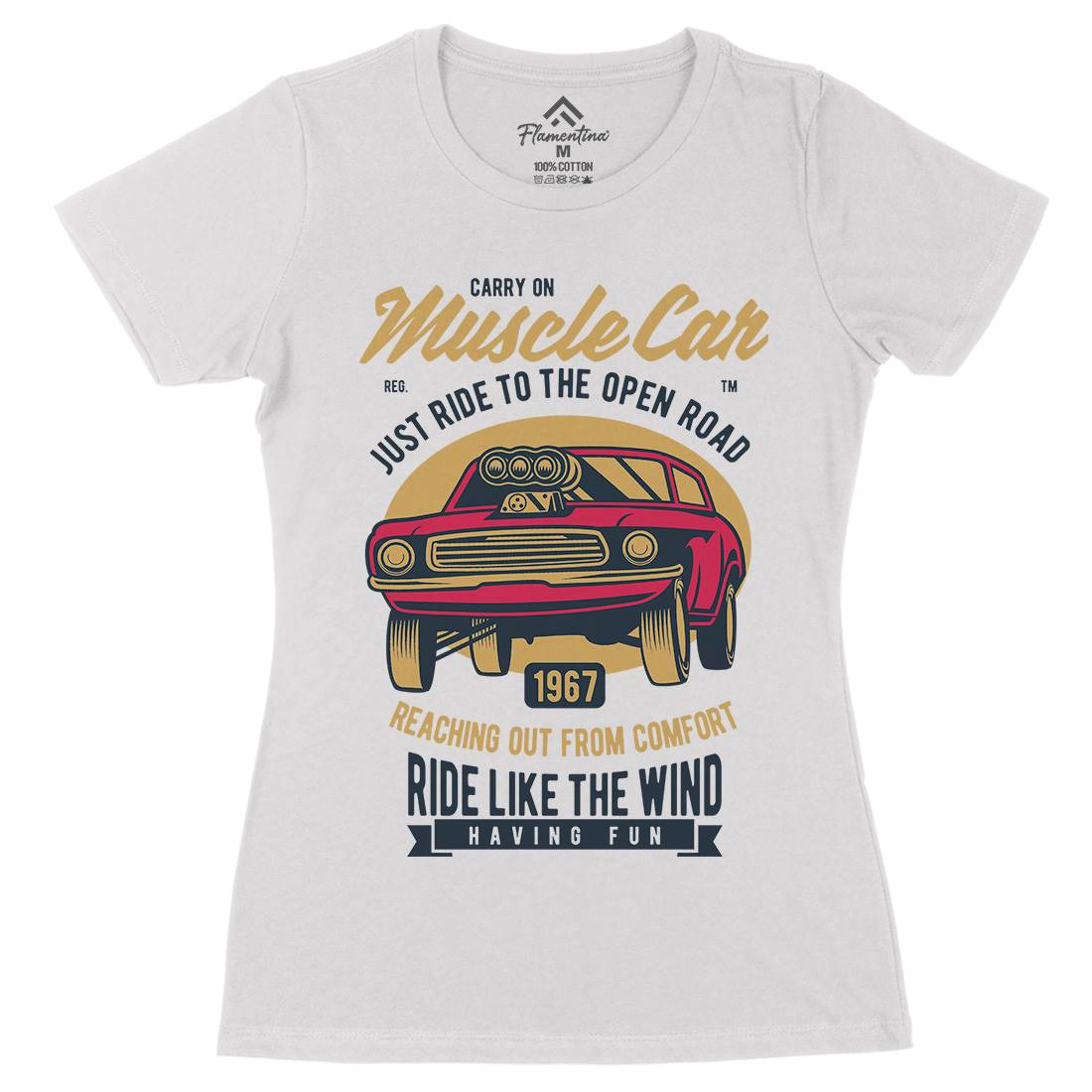 Muscle Womens Organic Crew Neck T-Shirt Cars D558