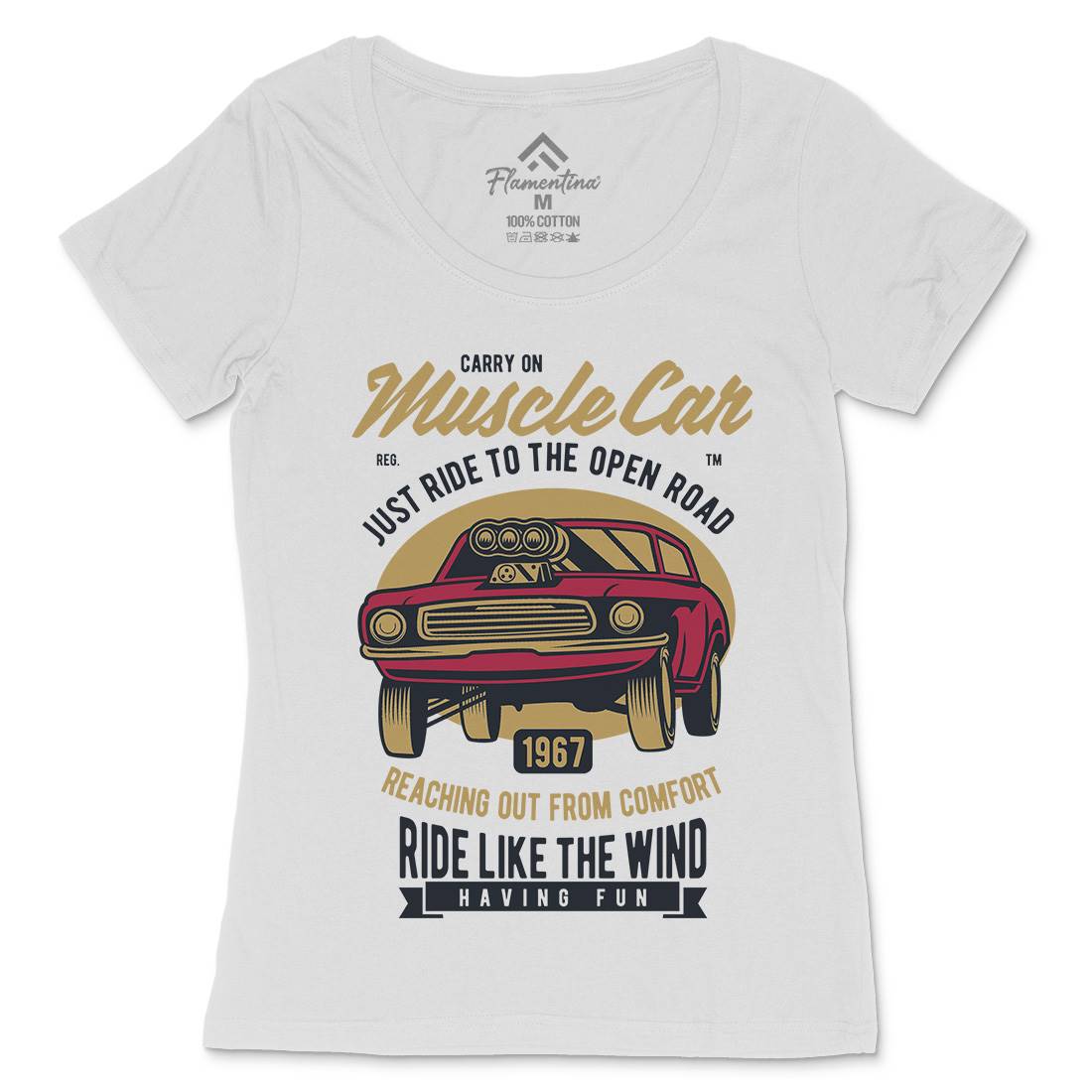 Muscle Womens Scoop Neck T-Shirt Cars D558