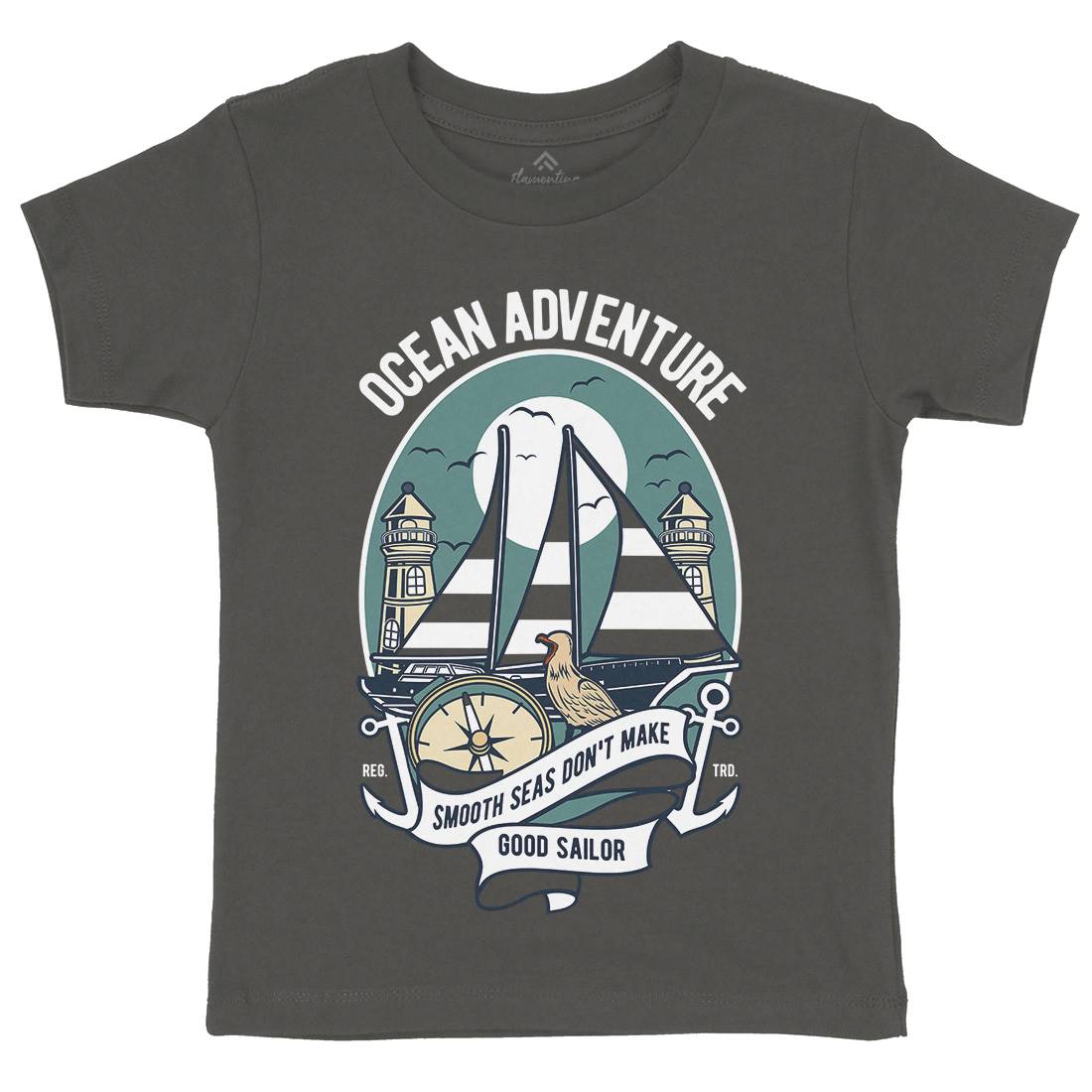 Ocean Adventure Kids Crew Neck T-Shirt Navy D560
