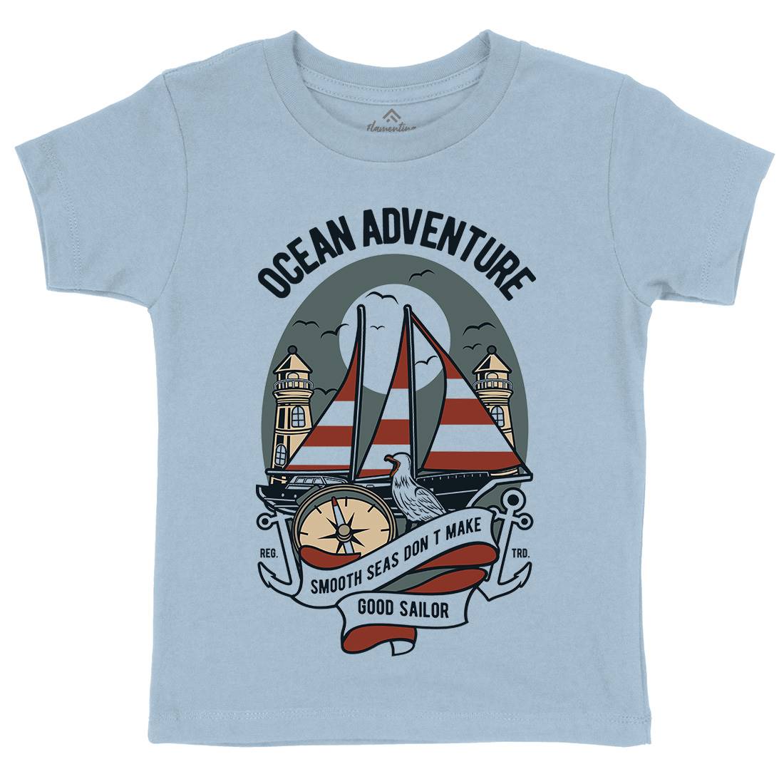Ocean Adventure Kids Organic Crew Neck T-Shirt Navy D560