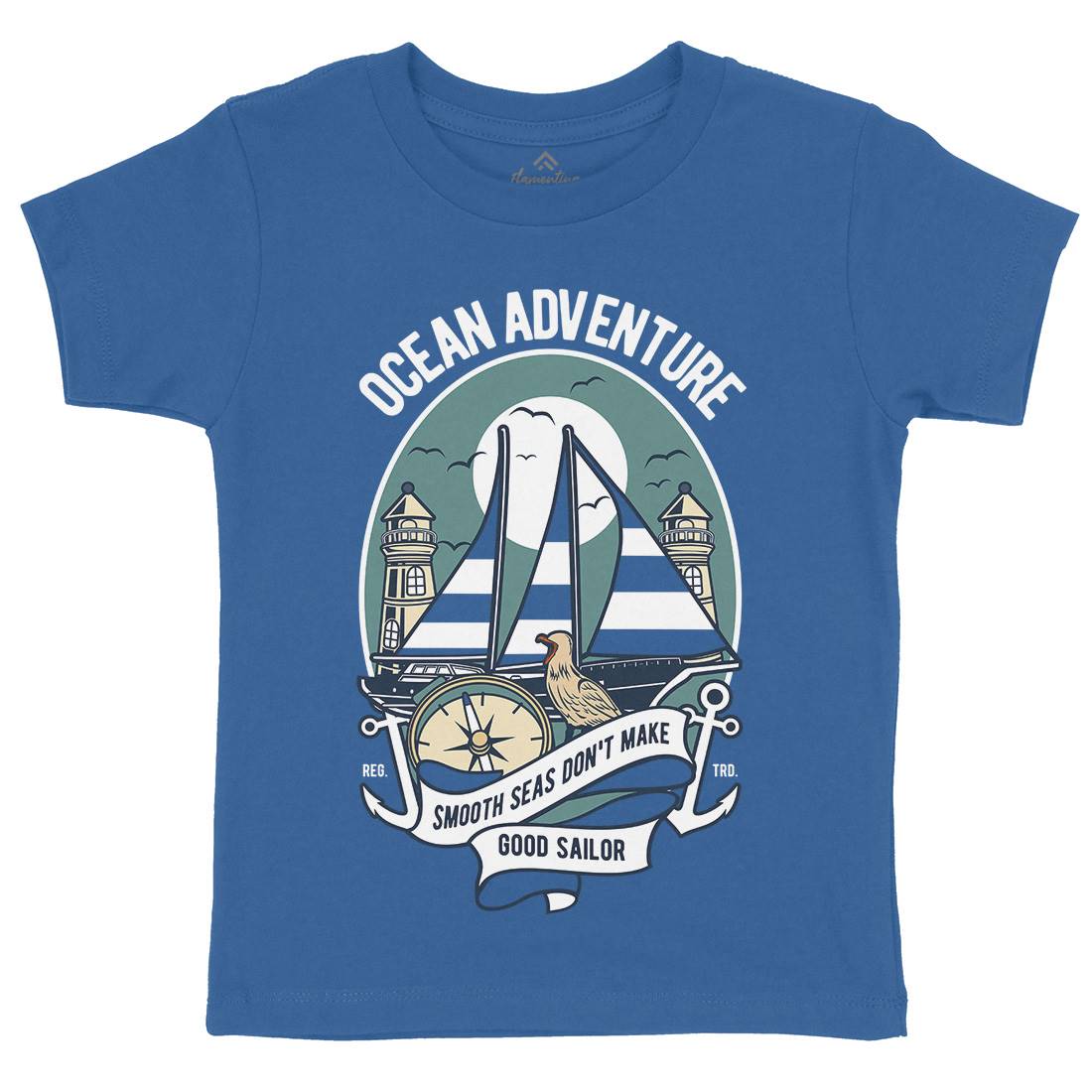 Ocean Adventure Kids Crew Neck T-Shirt Navy D560