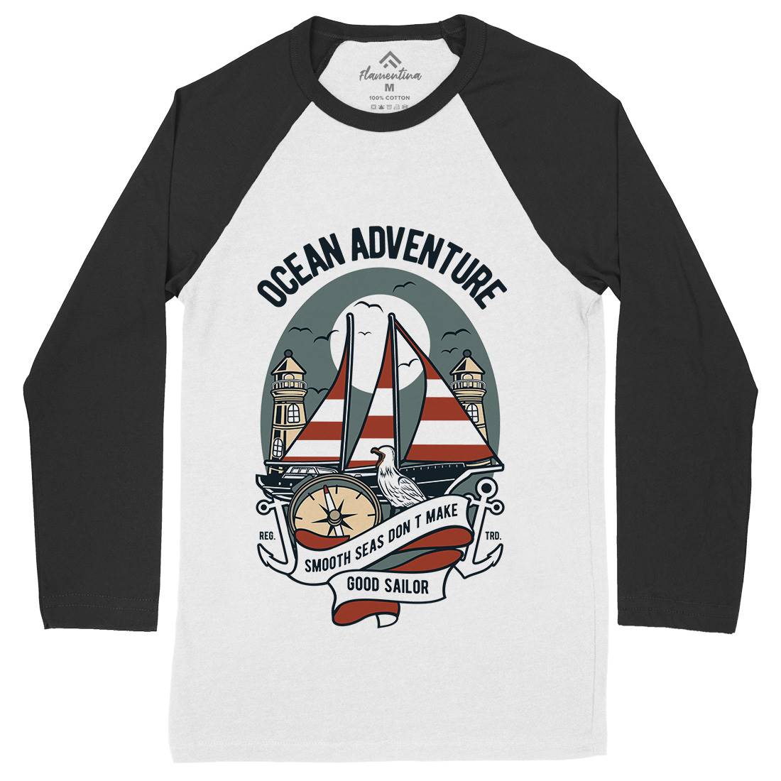 Ocean Adventure Mens Long Sleeve Baseball T-Shirt Navy D560