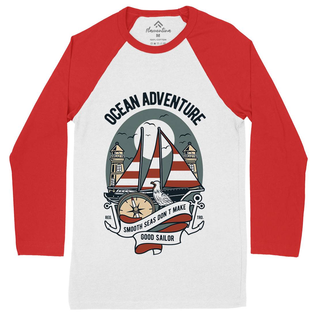 Ocean Adventure Mens Long Sleeve Baseball T-Shirt Navy D560