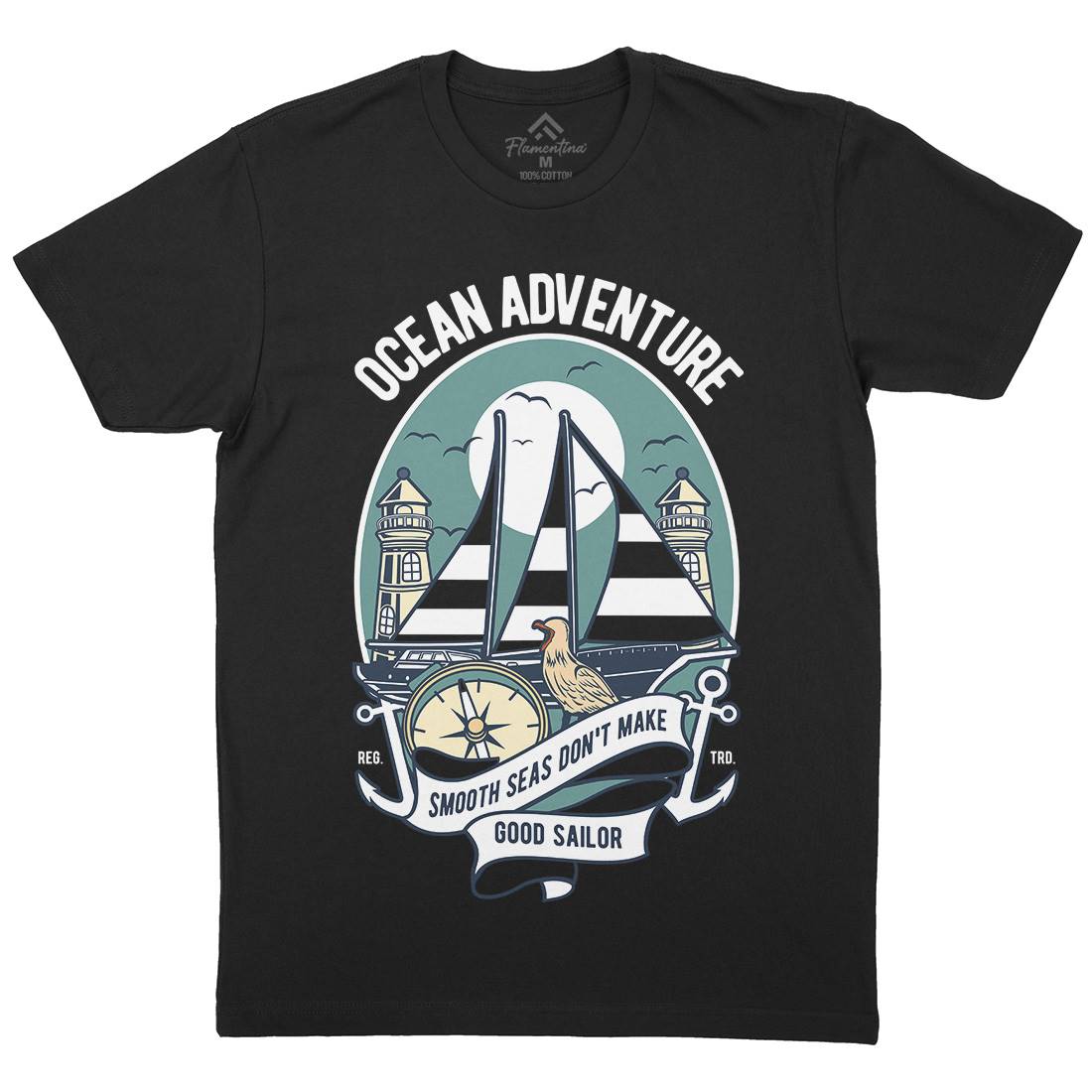Ocean Adventure Mens Crew Neck T-Shirt Navy D560