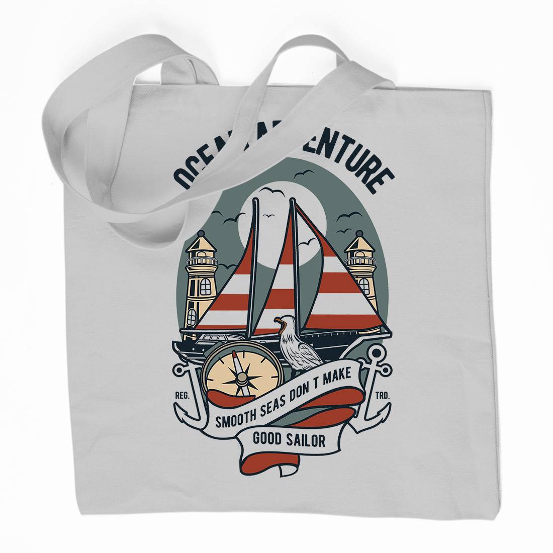 Ocean Adventure Organic Premium Cotton Tote Bag Navy D560
