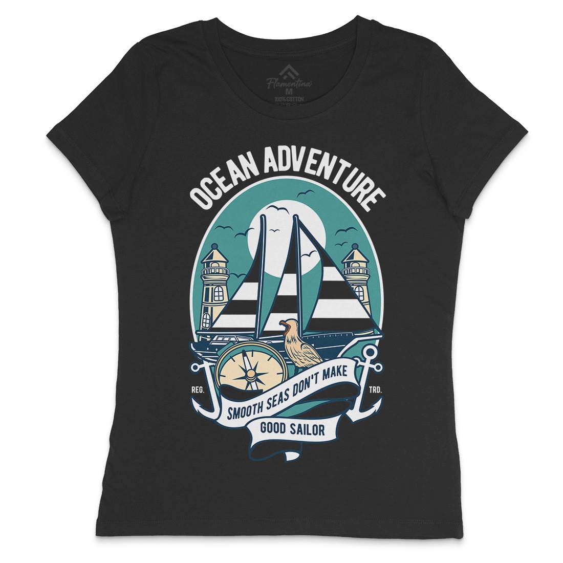Ocean Adventure Womens Crew Neck T-Shirt Navy D560