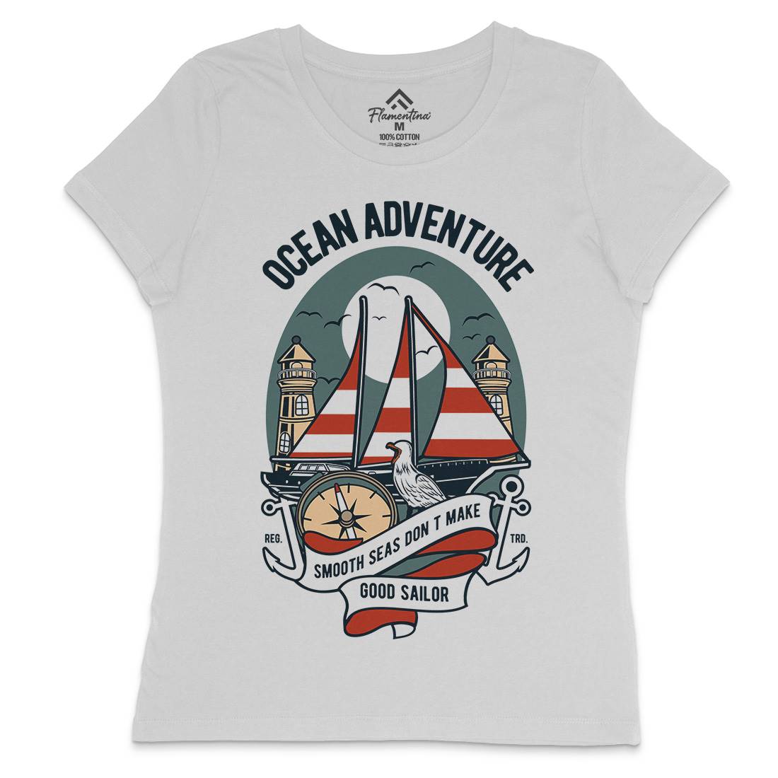 Ocean Adventure Womens Crew Neck T-Shirt Navy D560