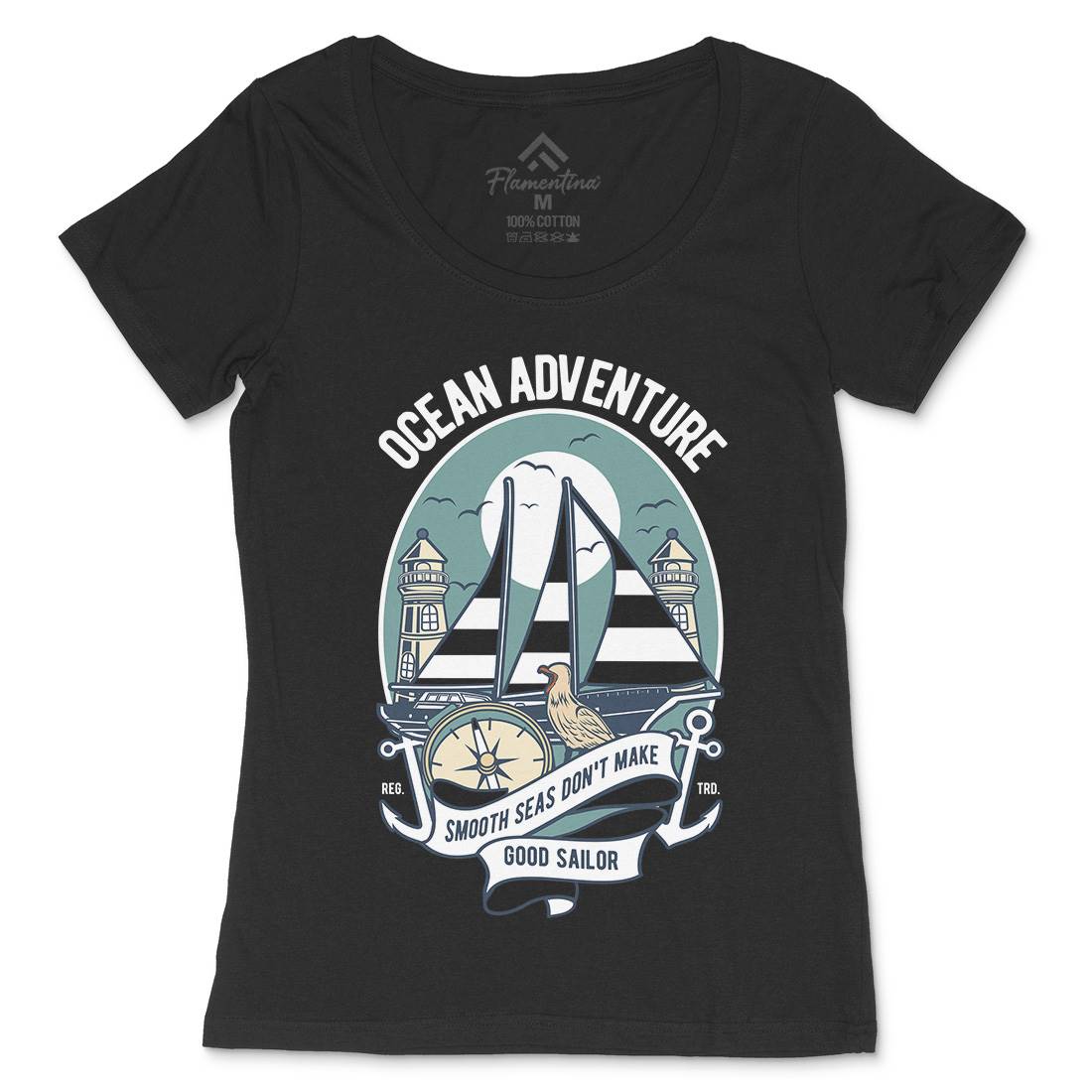 Ocean Adventure Womens Scoop Neck T-Shirt Navy D560