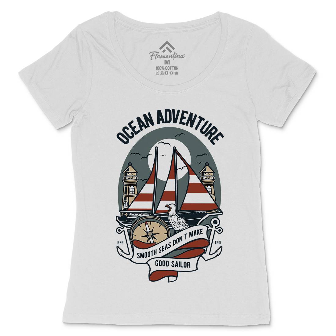 Ocean Adventure Womens Scoop Neck T-Shirt Navy D560