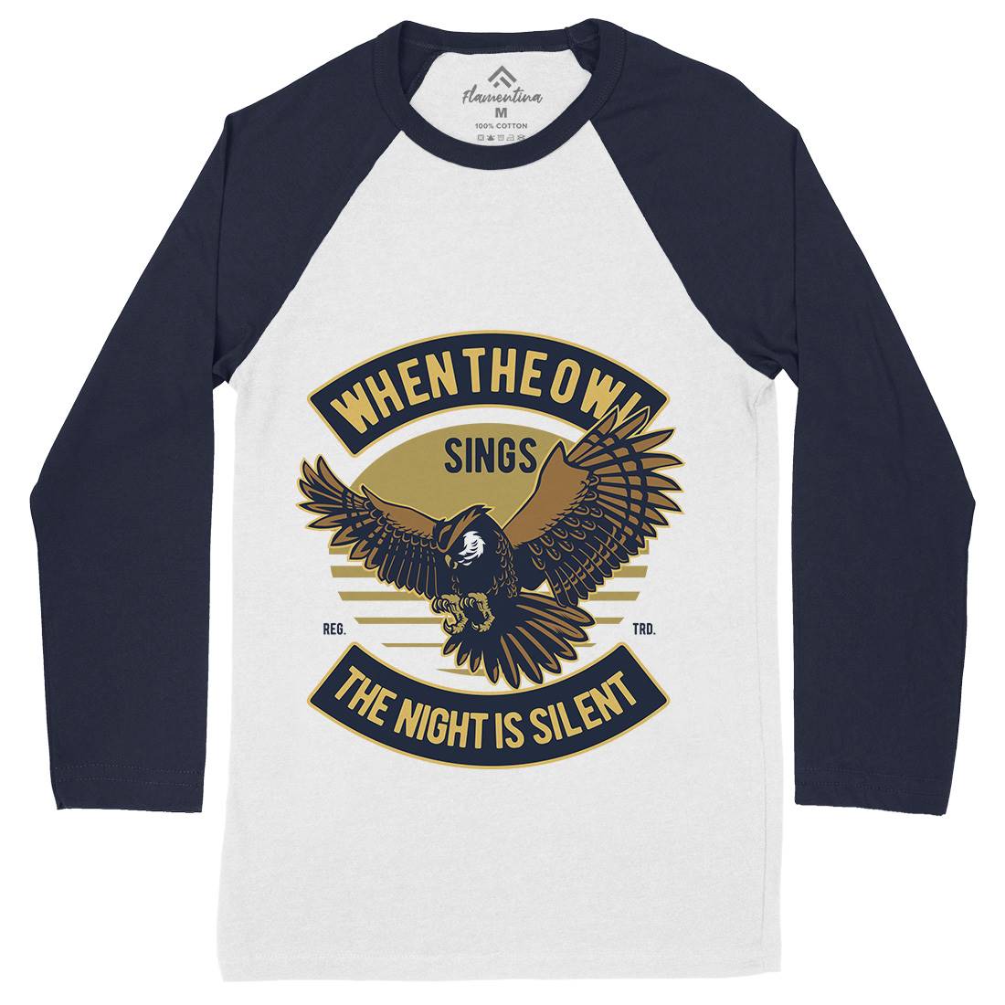 Owl Sings Mens Long Sleeve Baseball T-Shirt Animals D561