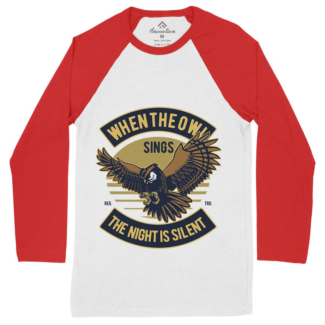 Owl Sings Mens Long Sleeve Baseball T-Shirt Animals D561