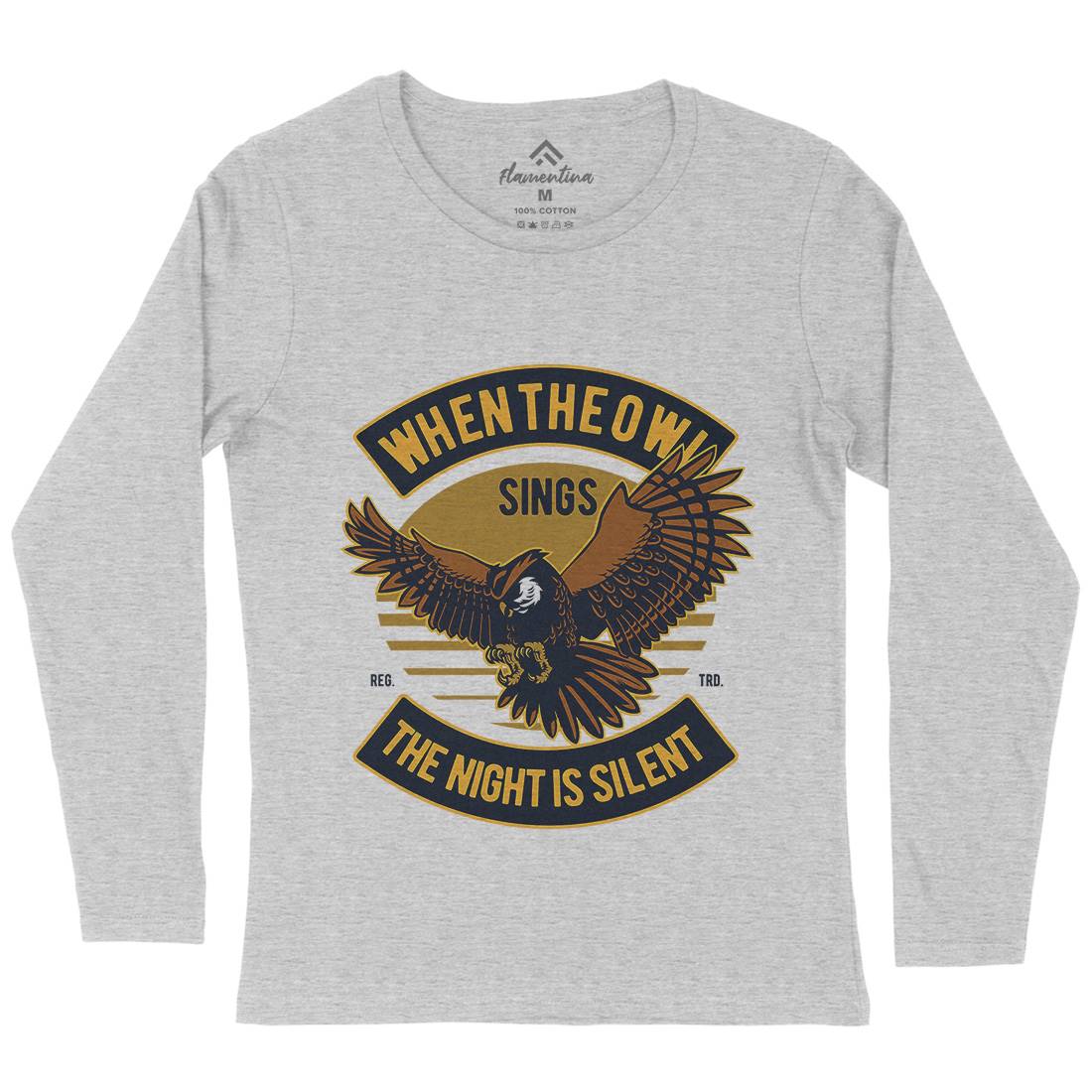 Owl Sings Womens Long Sleeve T-Shirt Animals D561
