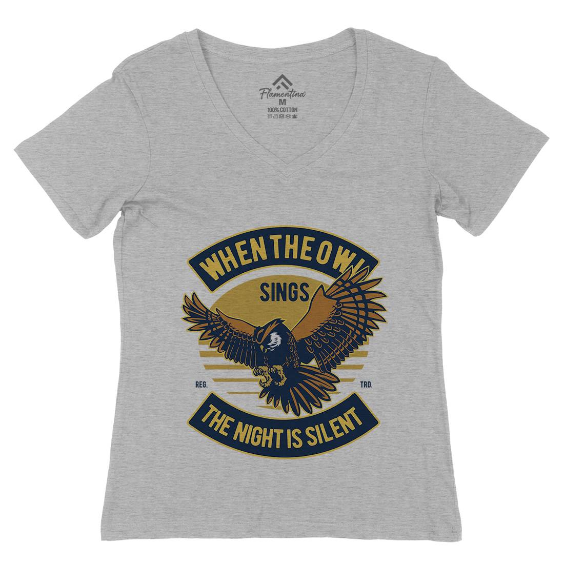 Owl Sings Womens Organic V-Neck T-Shirt Animals D561