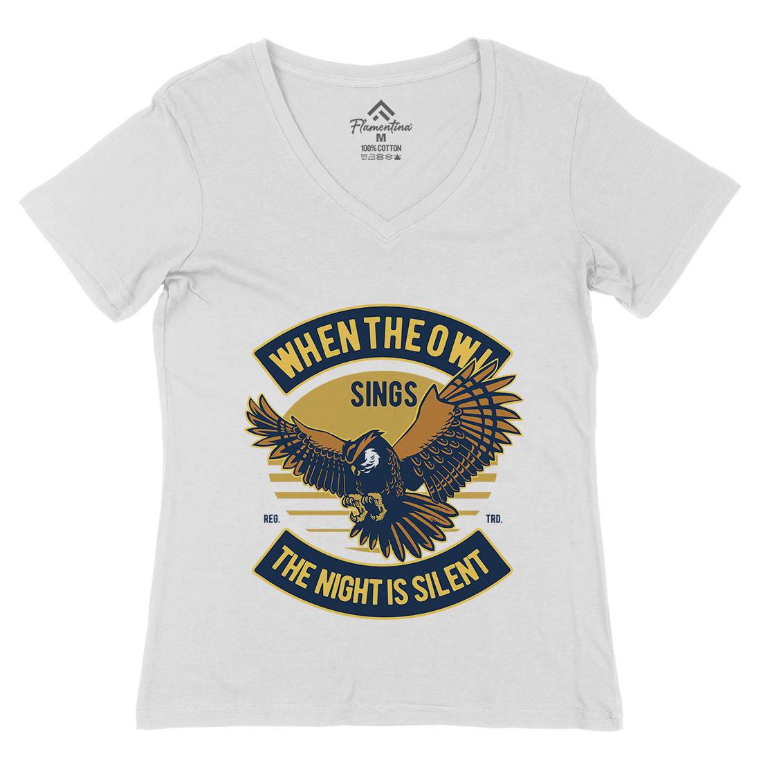 Owl Sings Womens Organic V-Neck T-Shirt Animals D561
