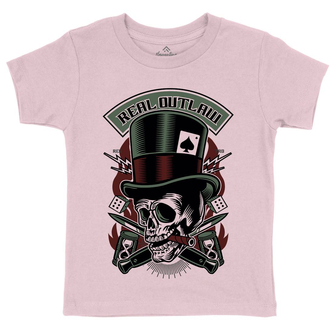 Real Outlaw Skull Kids Crew Neck T-Shirt Horror D562