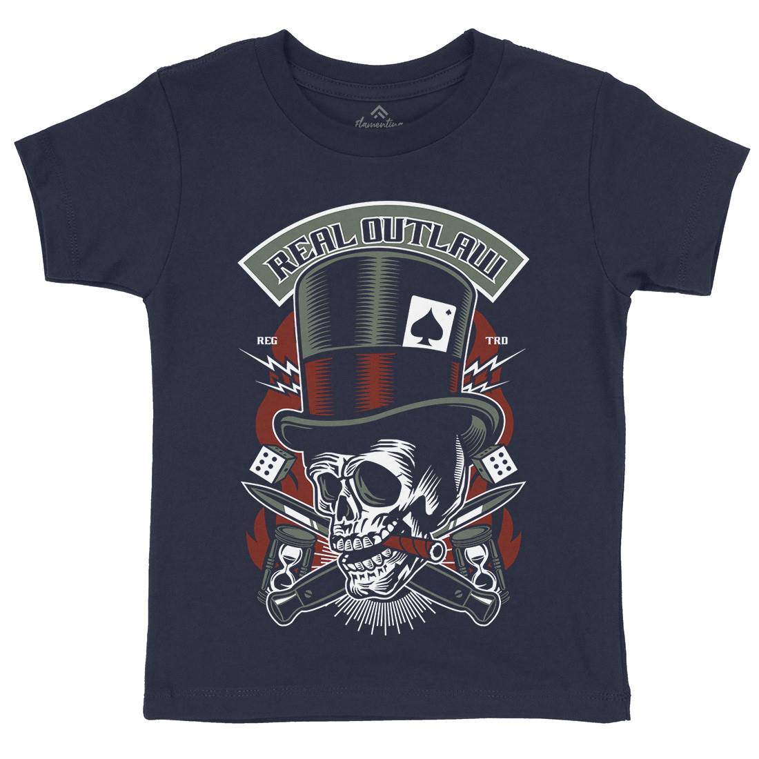 Real Outlaw Skull Kids Organic Crew Neck T-Shirt Horror D562