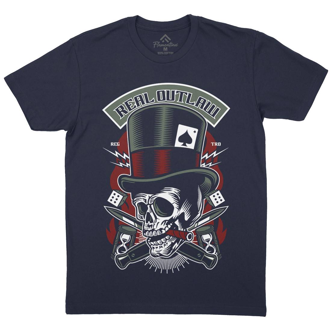 Real Outlaw Skull Mens Crew Neck T-Shirt Horror D562