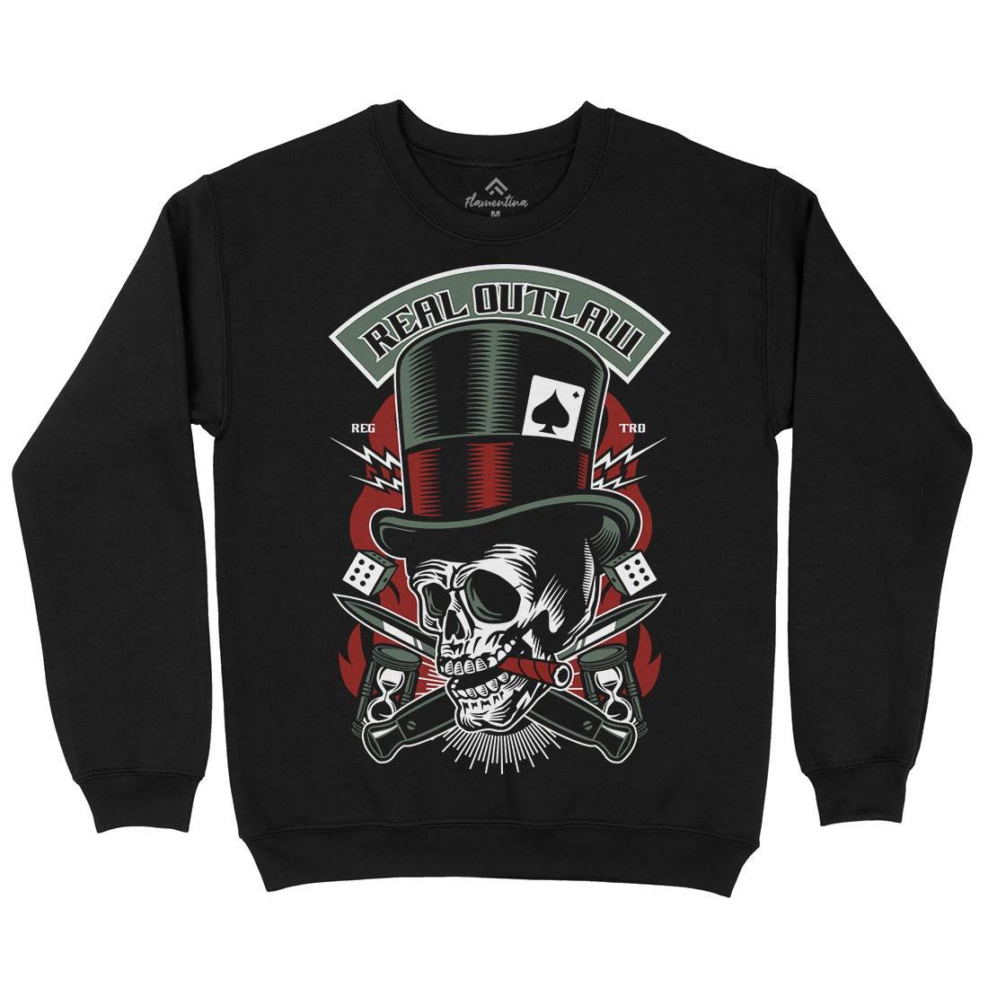 Real Outlaw Skull Mens Crew Neck Sweatshirt Horror D562
