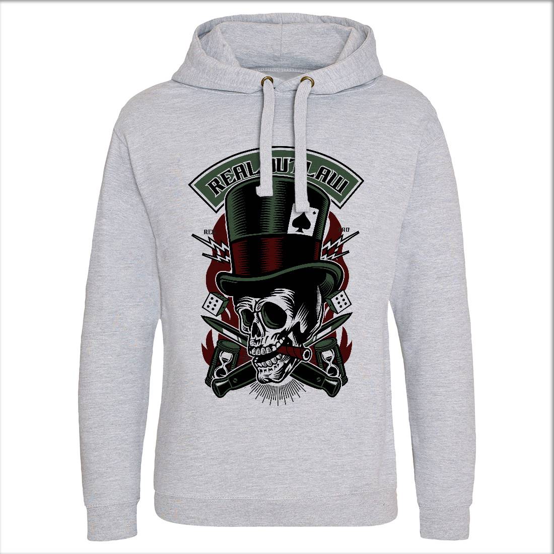 Real Outlaw Skull Mens Hoodie Without Pocket Horror D562