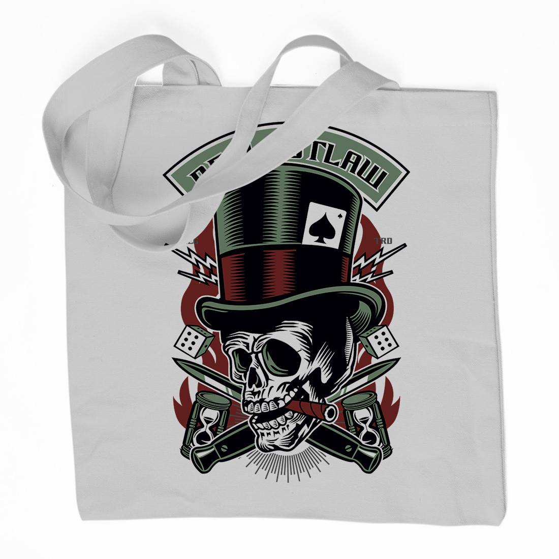 Real Outlaw Skull Organic Premium Cotton Tote Bag Horror D562