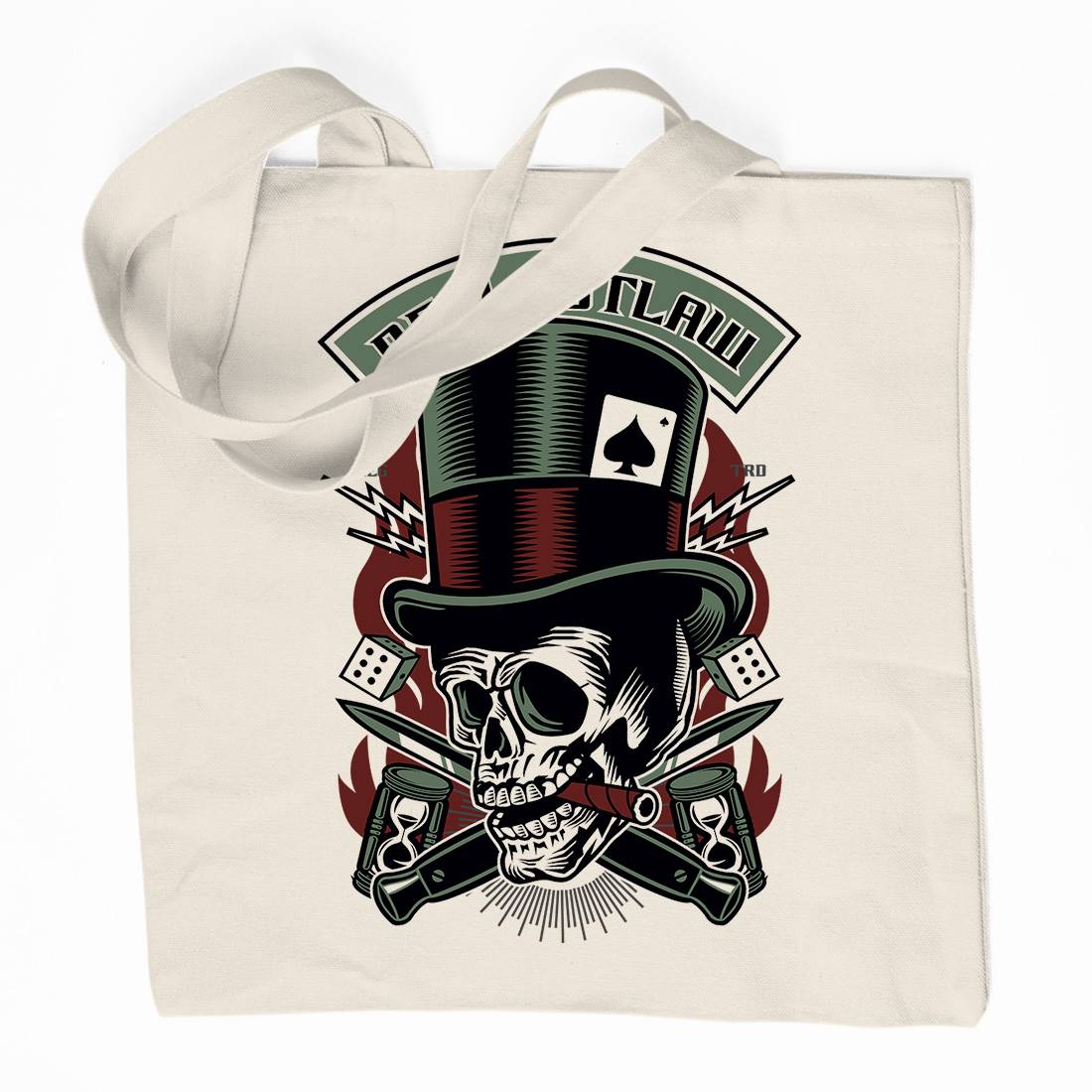 Real Outlaw Skull Organic Premium Cotton Tote Bag Horror D562