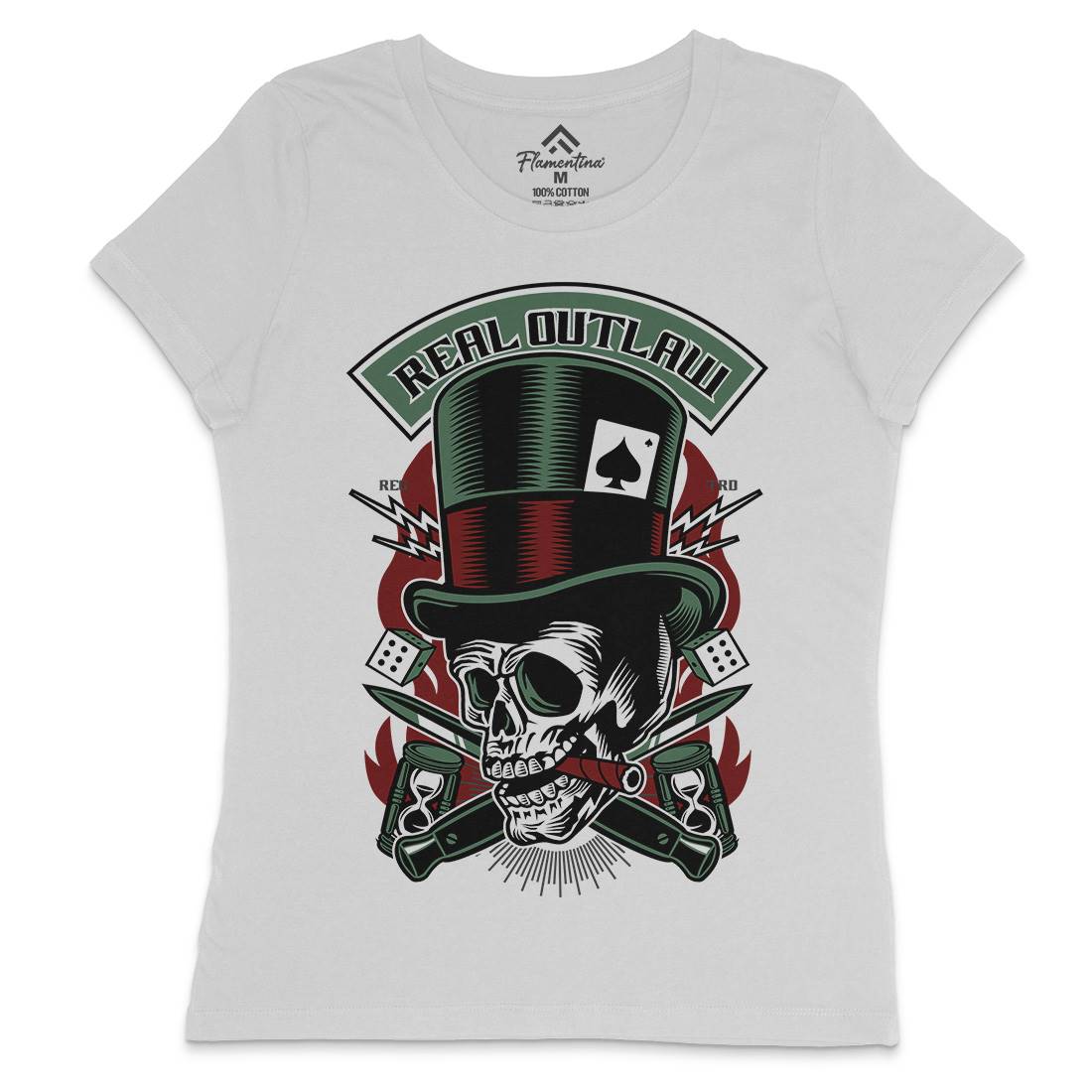 Real Outlaw Skull Womens Crew Neck T-Shirt Horror D562