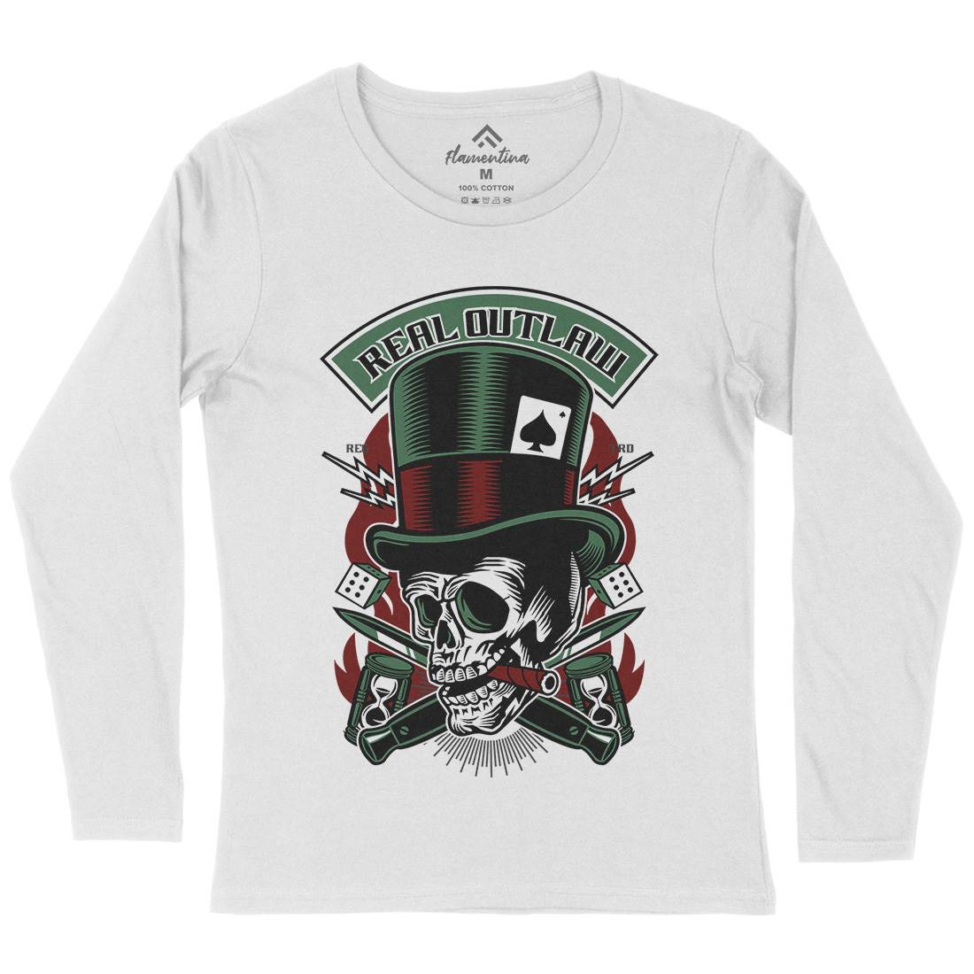 Real Outlaw Skull Womens Long Sleeve T-Shirt Horror D562