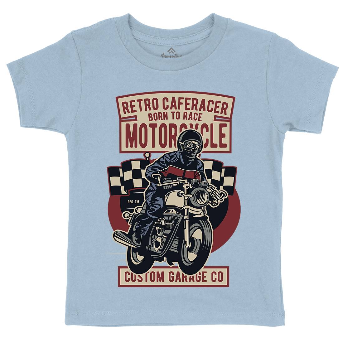 Retro Caferacer Kids Organic Crew Neck T-Shirt Motorcycles D563