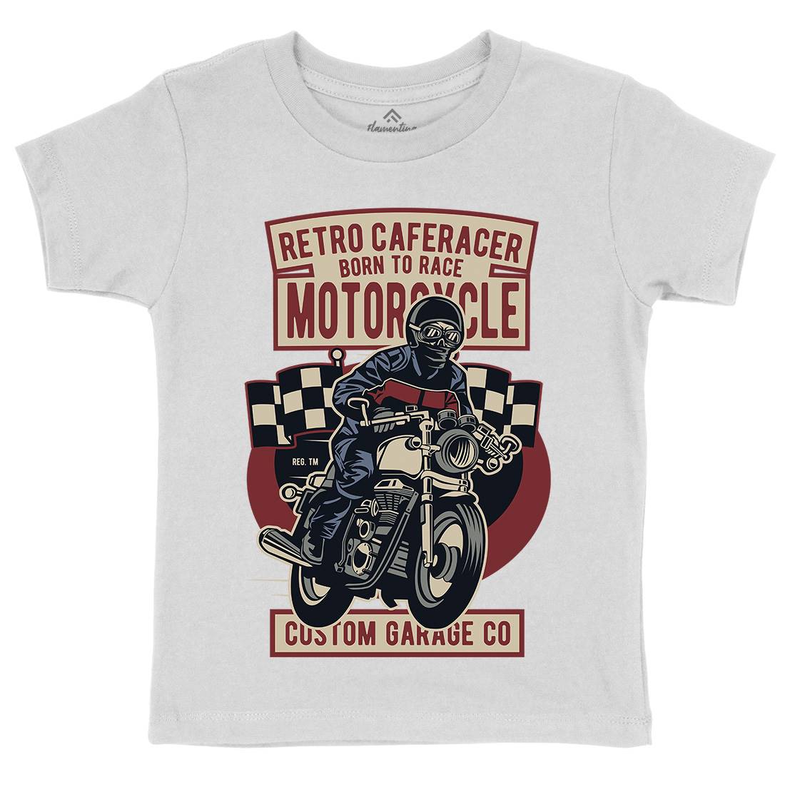 Retro Caferacer Kids Organic Crew Neck T-Shirt Motorcycles D563