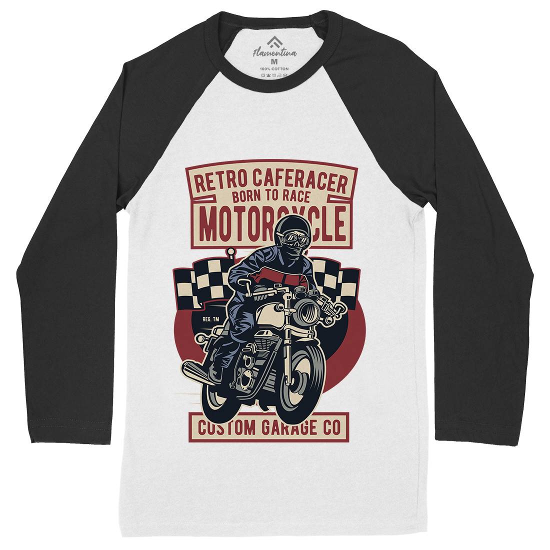 Retro Caferacer Mens Long Sleeve Baseball T-Shirt Motorcycles D563